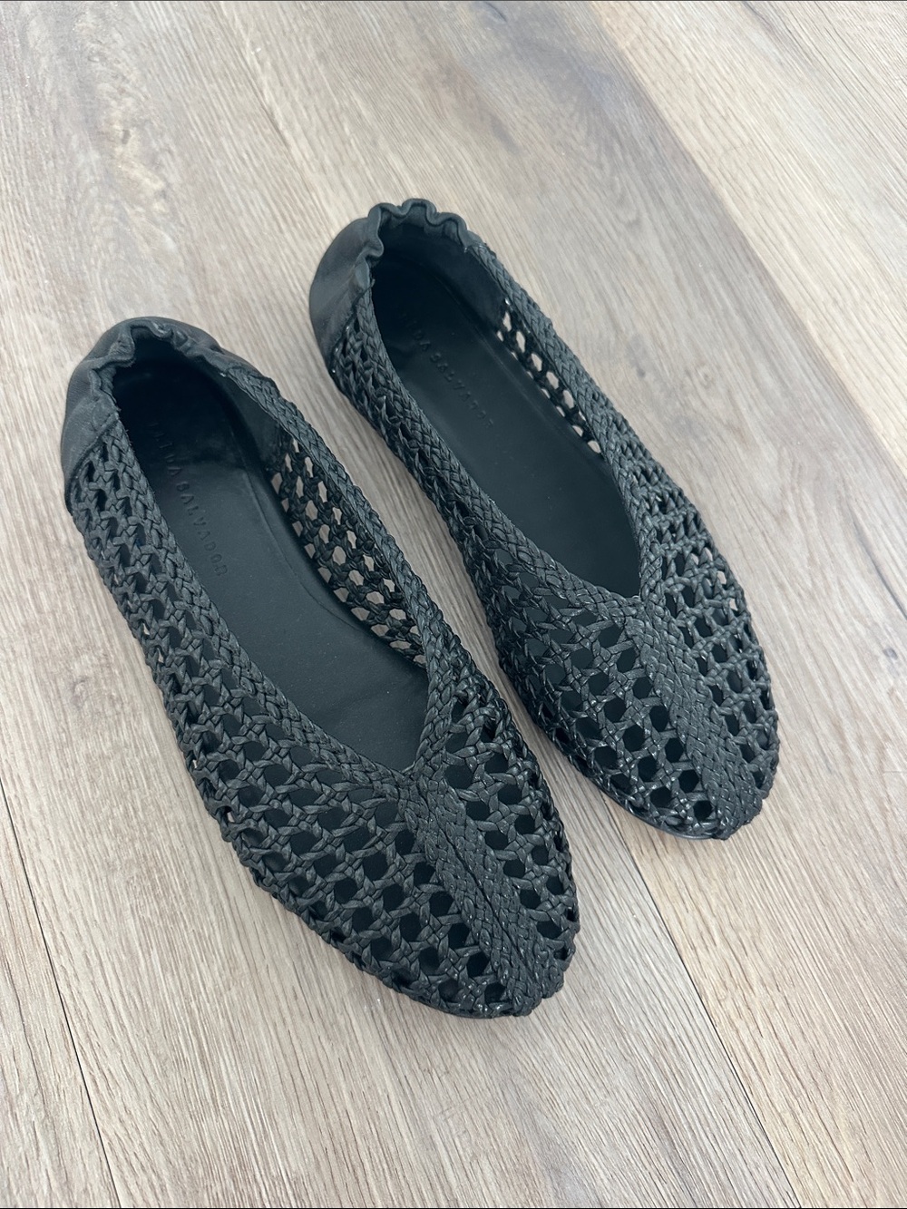 Freda Salvador Riley Open Weave Ballet Flat - 7.5 in Black Woven Calf Leather